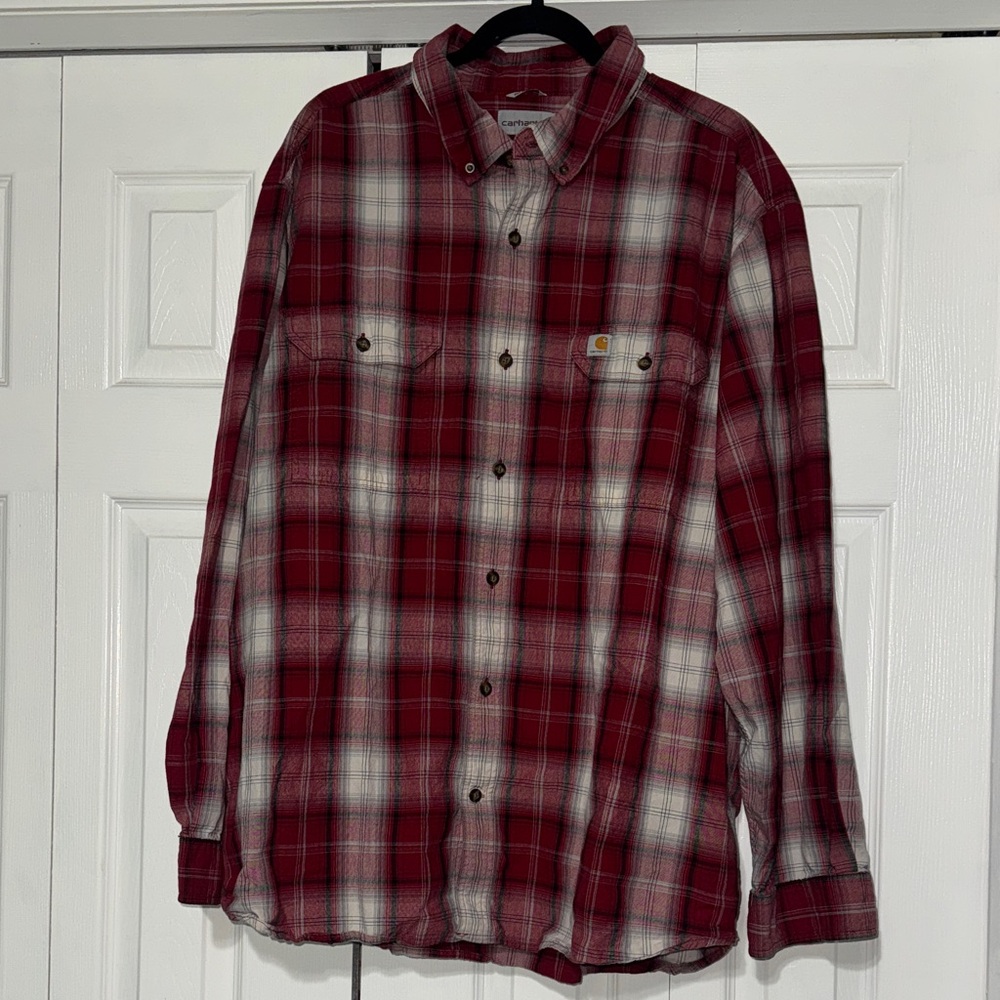 Men’s Carhartt 100% cotton relaxed fit long sleeve plaid shirt 2XL